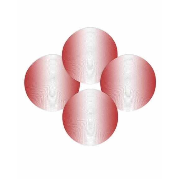 Round Placemats Set of 4 Ombre Red White Place Mats Washable Woven Placemat Gradient Color Circle Braided Table Mat for Kitchen Dining Table Party Home Decor 15 Inch