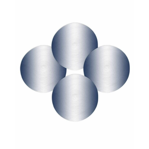 Round Placemats Set of 4 Ombre White Navy Blue Place Mats Washable Woven Placemat Gradient Color Circle Braided Table Mat for Kitchen Dining Table Party Home Decor 15 Inch