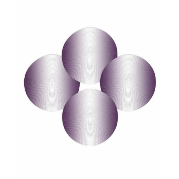 Round Placemats Set of 4 Ombre White Purplek Place Mats Washable Woven Placemat Gradient Color Circle Braided Table Mat for Kitchen Dining Table Party Home Decor 15 Inch