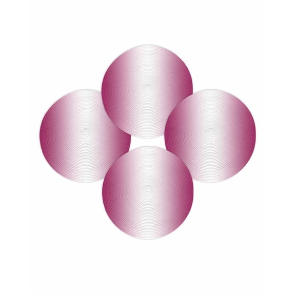 Round Placemats Set of 4 Ombre White Rose Red Place Mats Washable Woven Placemat Gradient Color Circle Braided Table Mat for Kitchen Dining Table Party Home Decor 15 Inch