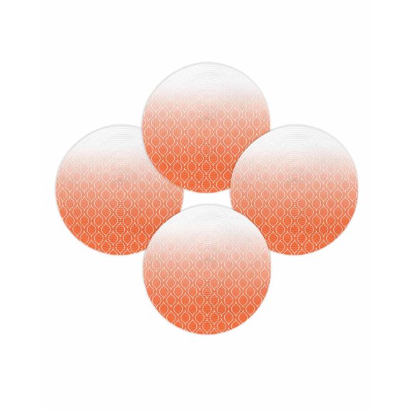 Round Placemats Set of 4 Orange Morocco Place Mats Washable Woven Placemat Ombre Geometric Lines Pattern Circle Braided Table Mat for Kitchen Dining Table Party Home Decor 15 Inch