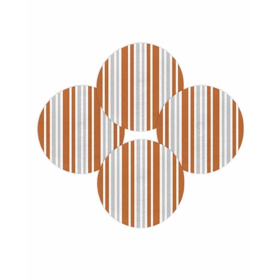 Round Placemats Set of 4 Orange Stripes Place Mats Washable Woven Placemat Gray Striped Lines Circle Braided Table Mat for Kitchen Dining Table Party Home Decor 15 Inch
