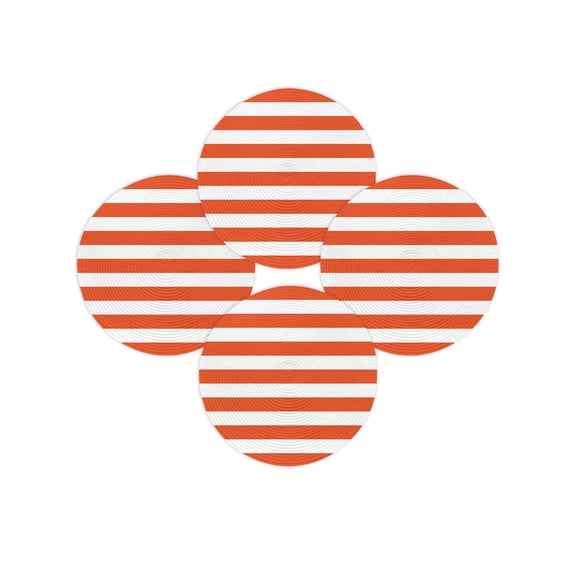 Round Placemats Set of 4 Orange and White Stripes Place Mats Washable Woven Placemat Striped Simple Style Circle Braided Table Mat for Kitchen Dining Table Party Home Decor 15 Inch