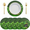 thumbnail image 1 of Round Placemats Set of 4, Patricks Day Shamrock Clover Leaves Placemats Heat Resistant Table Mats for Dining Table Xmas Decorations Ornaments Holiday Home Party, 1 of 7