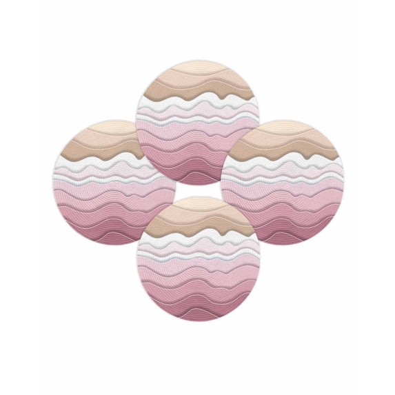 Round Placemats Set of 4 Pink Beach Waves Place Mats Washable Woven Placemat Abstract Lines Circle Braided Table Mat for Kitchen Dining Table Party Home Decor 15 Inch