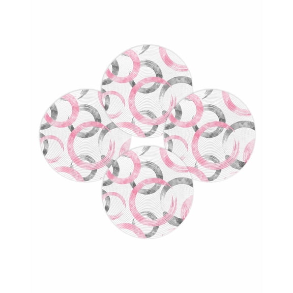 Round Placemats Set of 4 Pink Circles Place Mats Washable Woven Placemat Geometric Abstract Twisted Lines Circle Braided Table Mat for Kitchen Dining Table Party Home Decor 15 Inch