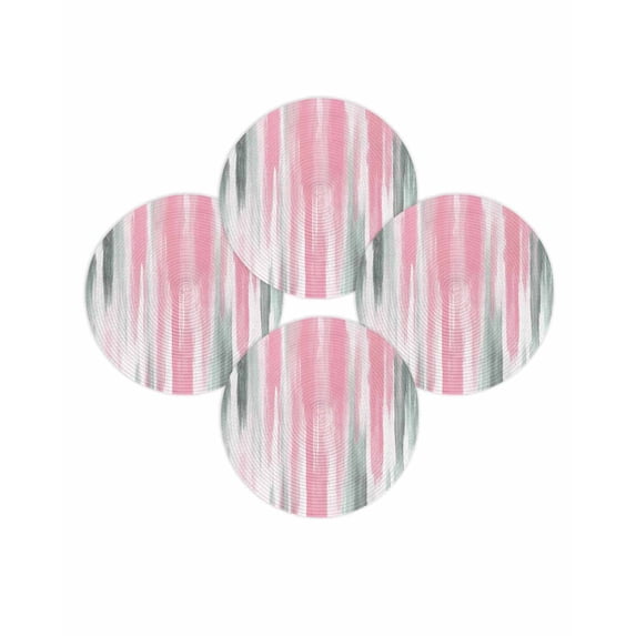 Round Placemats Set of 4 Pink Grey Place Mats Washable Woven Placemat Abstract Art Texture Circle Braided Table Mat for Kitchen Dining Table Party Home Decor 15 Inch