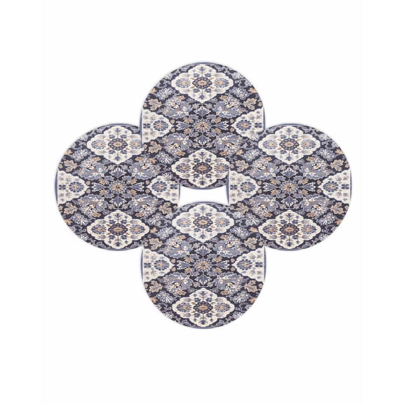 Round Placemats Set of 4 Purple Boho Flower Place Mats Washable Woven Placemat Retro Bohemian Tribe Style Circle Braided Table Mat for Kitchen Dining Table Party Home Decor 15 Inch