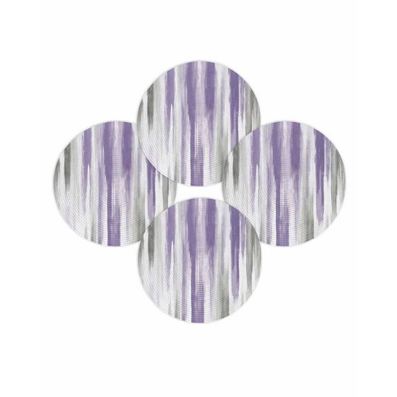 Round Placemats Set of 4 Purple Grey Place Mats Washable Woven Placemat Abstract Art Texture Circle Braided Table Mat for Kitchen Dining Table Party Home Decor 15 Inch
