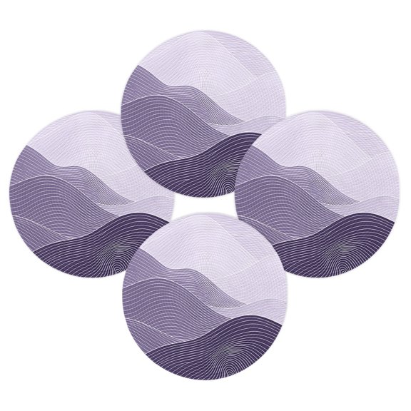 Round Placemats Set of 4 Purple Mountain Ridges Place Mats Washable Woven Placemat Topographic Lines Peaks Circle Braided Table Mat for Kitchen Dining Table Party Home Decor 15 Inch