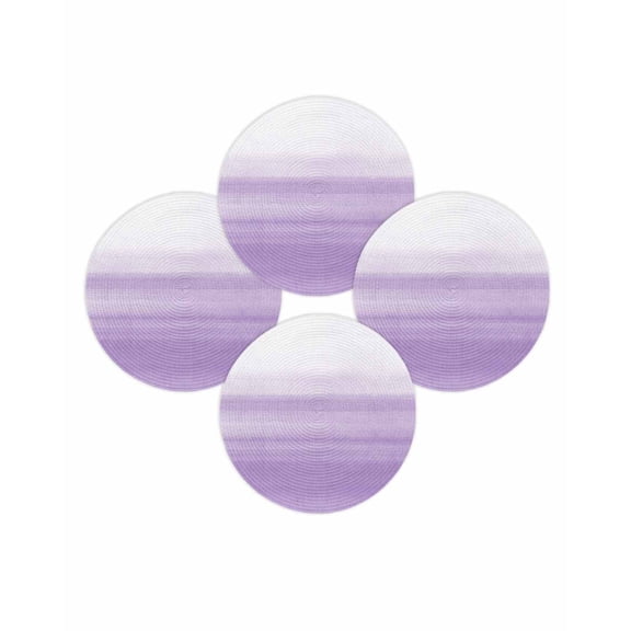 Round Placemats Set of 4 Purple White Place Mats Washable Woven Placemat Ombre Abstract Circle Braided Table Mat for Kitchen Dining Table Party Home Decor 15 Inch