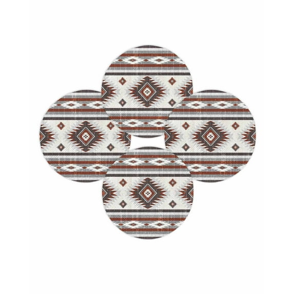 Round Placemats Set of 4 Red Gray Boho Aztec Place Mats Washable Woven Placemat Southwest Tribal Geometric Circle Braided Table Mat for Kitchen Dining Table Party Home Decor 15 Inch