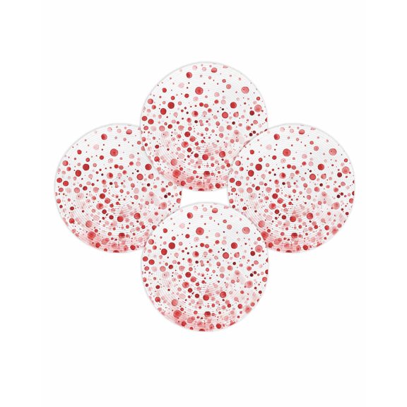 Round Placemats Set of 4 Red Polka Dot Place Mats Washable Woven Placemat Modern Art Circle Braided Table Mat for Kitchen Dining Table Party Home Decor 15 Inch