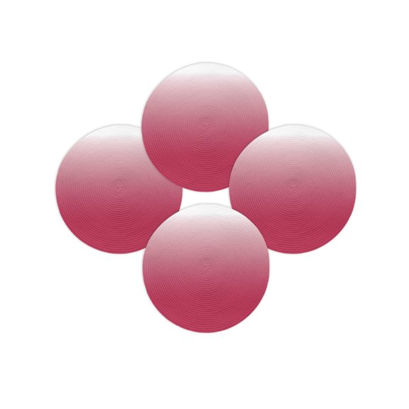 Round Placemats Set of 4 Red Polka Dots Ombre Place Mats Washable Woven Placemat Gradient Gradual Color Circle Braided Table Mat for Kitchen Dining Table Party Home Decor 15 Inch
