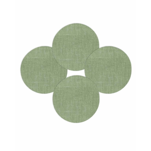 Round Placemats Set of 4 Sage Green Linen Place Mats Washable Woven Placemat Farmhouse Pure Color Circle Braided Table Mat for Kitchen Dining Table Party Home Decor 15 Inch
