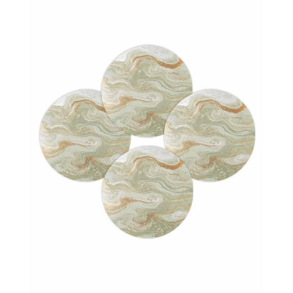 Round Placemats Set of 4 Sage Green Marble Place Mats Washable Woven Placemat Abstract Fluid Art Circle Braided Table Mat for Kitchen Dining Table Party Home Decor 15 Inch