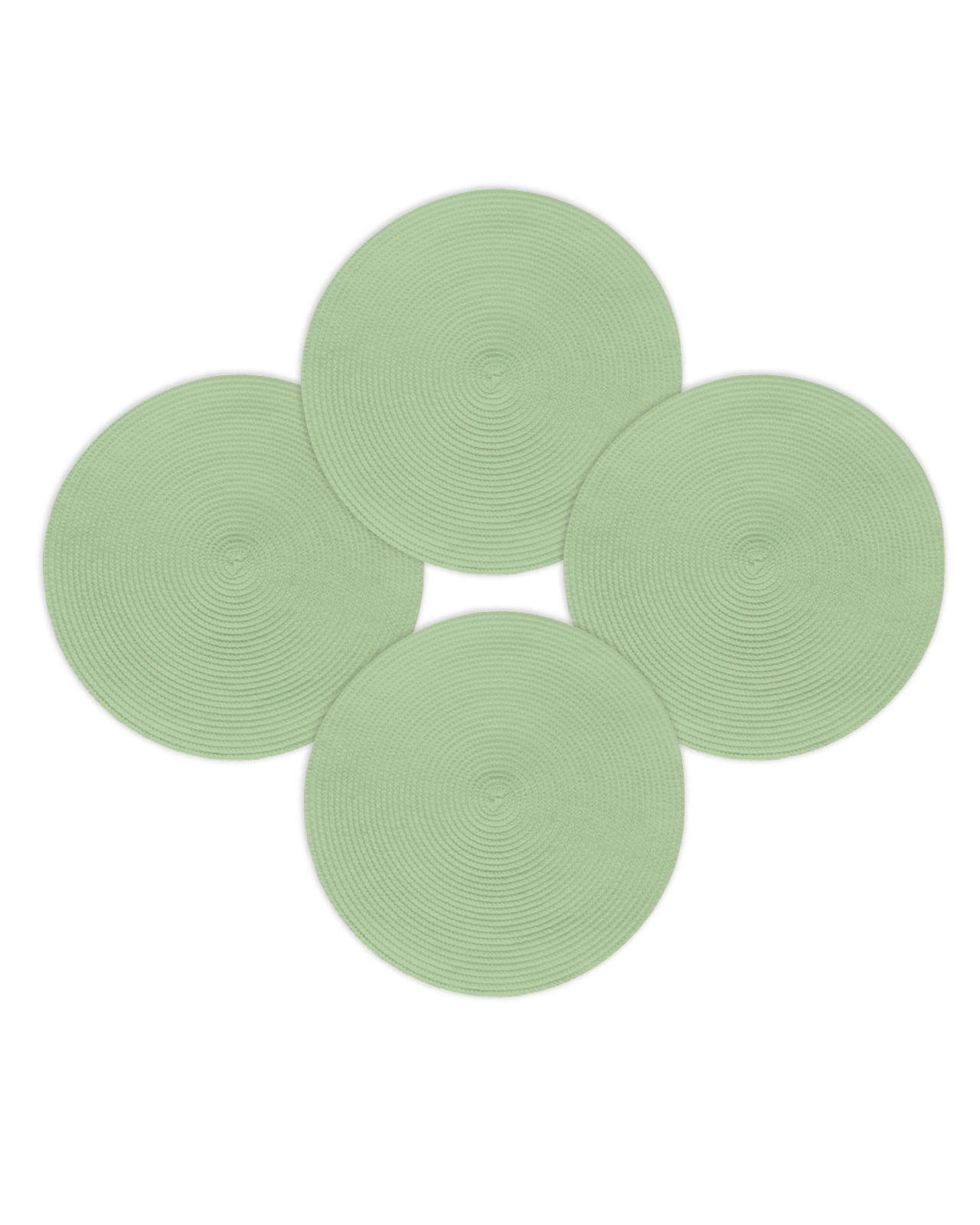 Round Placemats Set of 4 Sage Green Place Mats Washable Woven Placemat Solid Green Color Circle Braided Table Mat for Kitchen Dining Table Party Home Decor 15 Inch