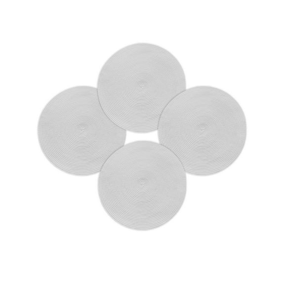 Round Placemats Set of 4 Solid Color Place Mats Washable Woven Placemat Light Grey Pearl Grey Circle Braided Table Mat for Kitchen Dining Table Party Home Decor 15 Inch