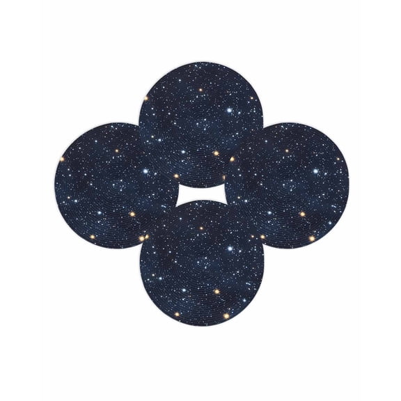 Round Placemats Set of 4 Star Starry Sky Place Mats Washable Woven Placemat Shining Universe Galaxy Circle Braided Table Mat for Kitchen Dining Table Party Home Decor 15 Inch