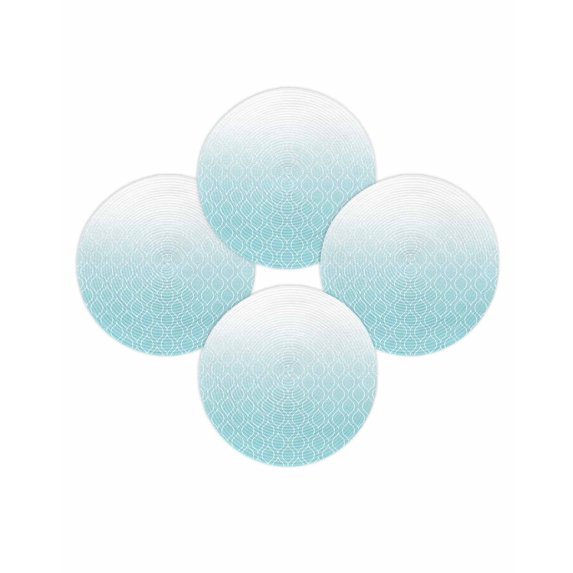 Round Placemats Set of 4 Teal Blue Morocco Place Mats Washable Woven Placemat Ombre Geometric Lines Pattern Circle Braided Table Mat for Kitchen Dining Table Party Home Decor 15 Inch