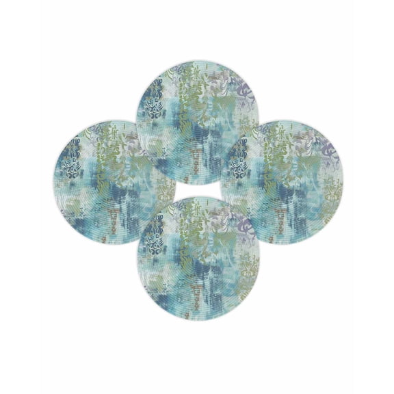 Round Placemats Set of 4 Turquoise Boho Place Mats Washable Woven Placemat Abstract Bohemian Ethnic Texture Circle Braided Table Mat for Kitchen Dining Table Party Home Decor 15 Inch