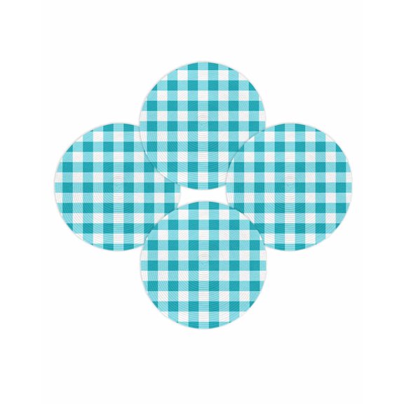 Round Placemats Set of 4 Turquoise Buffalo Plaid Place Mats Washable Woven Placemat Check Lines Circle Braided Table Mat for Kitchen Dining Table Party Home Decor 15 Inch