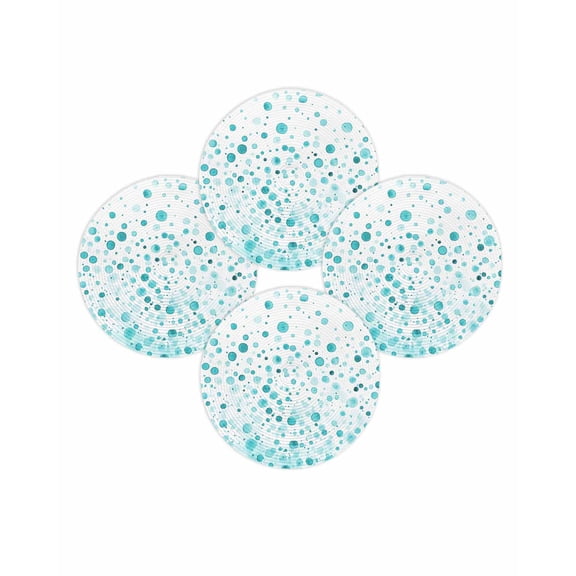 Round Placemats Set of 4 Turquoise Polka Dot Place Mats Washable Woven Placemat Modern Art Circle Braided Table Mat for Kitchen Dining Table Party Home Decor 15 Inch