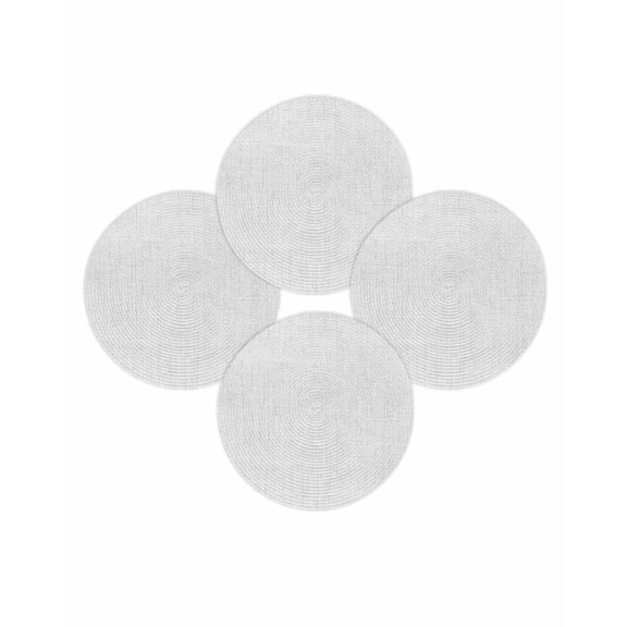 Round Placemats Set of 4 White Linen Texture Place Mats Washable Woven Placemat Vintage Solid Color Circle Braided Table Mat for Kitchen Dining Table Party Home Decor 15 Inch