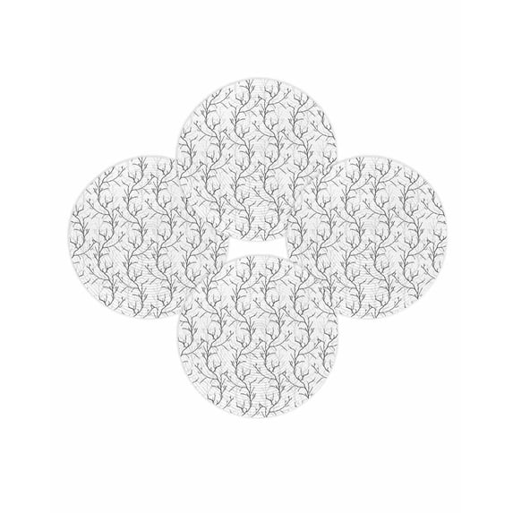 Round Placemats Set of 4 White Vines Place Mats Washable Woven Placemat Flowers Leaves Tree Branches Circle Braided Table Mat for Kitchen Dining Table Party Home Decor 15 Inch