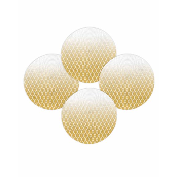 Round Placemats Set of 4 Yellow Geometric Place Mats Washable Woven Placemat Ombre Lines Rhombus Pattern Circle Braided Table Mat for Kitchen Dining Table Party Home Decor 15 Inch