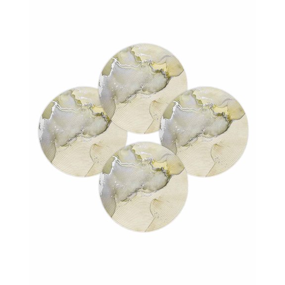 Round Placemats Set of 4 Yellow Marble Place Mats Washable Woven Placemat Abstract Waves Cloud Circle Braided Table Mat for Kitchen Dining Table Party Home Decor 15 Inch