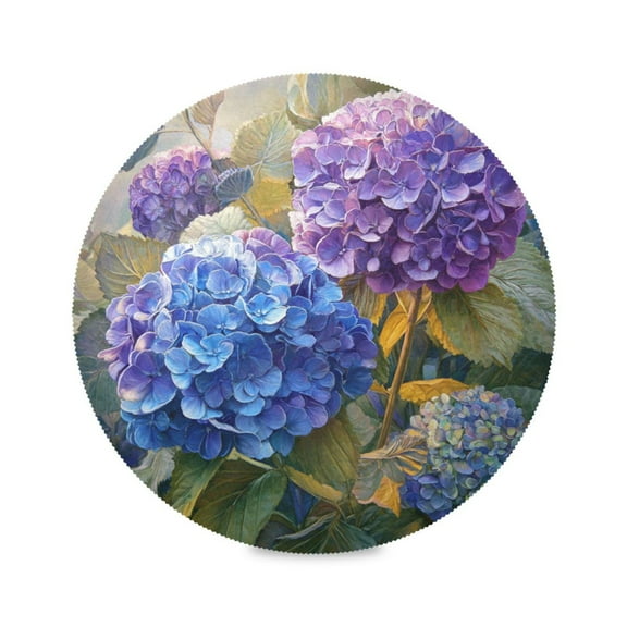 Round Placemats Set of 1 Heat Resistant Washable Kitchen Table Decorations 15.4in Beautiful Painting Of Hydrangeas