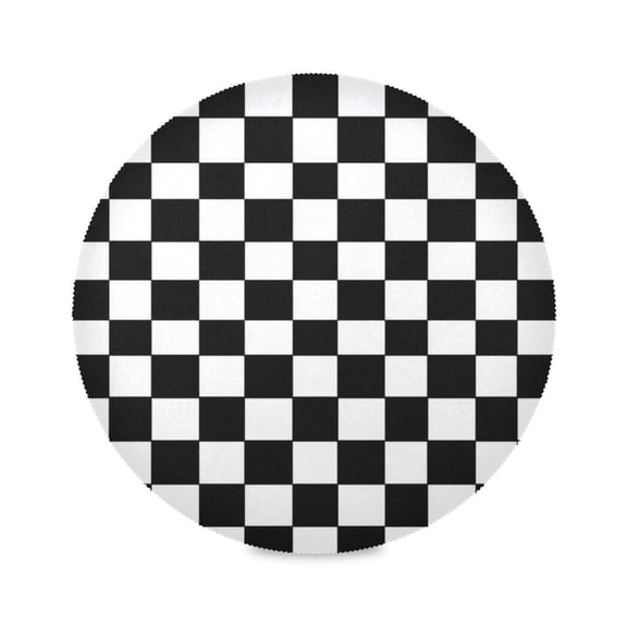 Round Placemats Set of 1 Heat Resistant Washable Kitchen Table Decorations 15.4in Classic Black-and-white Checkered Pattern