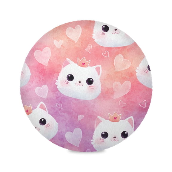 Round Placemats Set of 1 Heat Resistant Washable Kitchen Table Decorations 15.4in Cute Birthday Cats