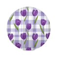 thumbnail image 1 of Round Placemats Set of 1 Heat Resistant Washable Kitchen Table Decorations 15.4in Cute Cartoon Purple Tulips, 1 of 7