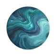 thumbnail image 1 of Round Placemats Set of 1 Heat Resistant Washable Kitchen Table Decorations 15.4in Dark Blue Ocean Waves, 1 of 7