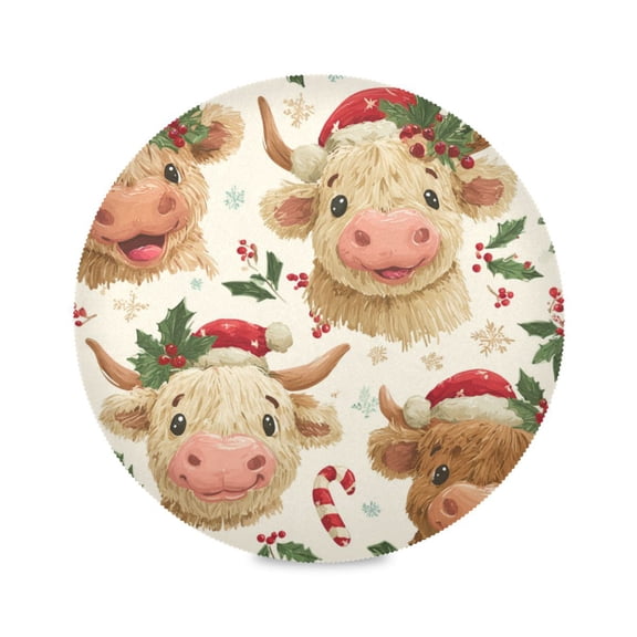 Round Placemats Set of 1 Heat Resistant Washable Kitchen Table Decorations 15.4in Gentle and Adorable Yaks