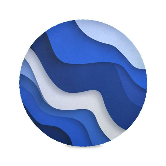 Round Placemats Set of 1 Heat Resistant Washable Kitchen Table Decorations 15.4in Navy Blue Color Palette