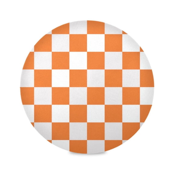 Round Placemats Set of 1 Heat Resistant Washable Kitchen Table Decorations 15.4in Orange Checkerboard