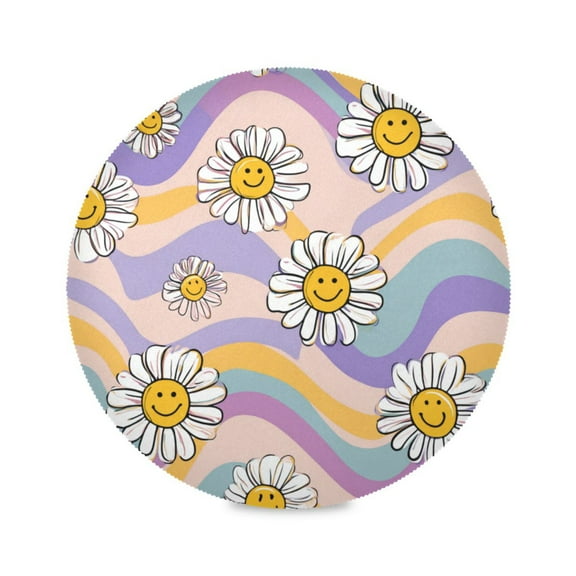 Round Placemats Set of 1 Heat Resistant Washable Kitchen Table Decorations 15.4in Smiley Faces
