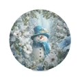 thumbnail image 1 of Round Placemats Set of 1 Heat Resistant Washable Kitchen Table Decorations 15.4in Snowman in The Frozen World, 1 of 7