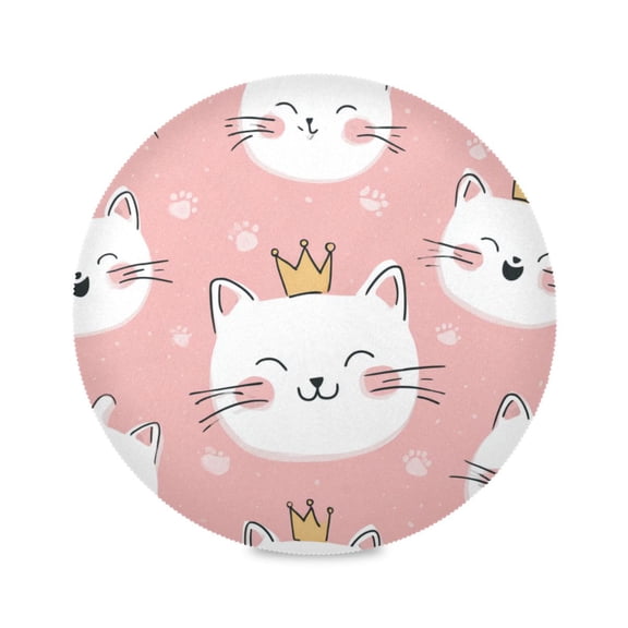 Round Placemats Set of 1 Heat Resistant Washable Kitchen Table Decorations 15.4in Super Happy Kittens