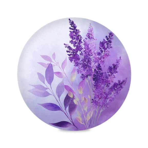 Round Placemats Set of 1 Heat Resistant Washable Kitchen Table Decorations 15.4in Watercolor Lavender Clip Art