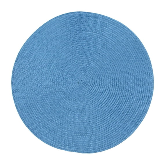 Round Placemats Set of 1 Plastic Woven Placemats Washable Wipeable Table Mats for Dining Table Heat Resistant Non-Slip Circle Place Mats (Black)