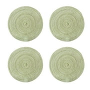 Round Placemats Set of 4, Cotton Woven Placemat Heat-Resistant Non-Slip Washable Table Mats for Dining Table 14 Inch,Green