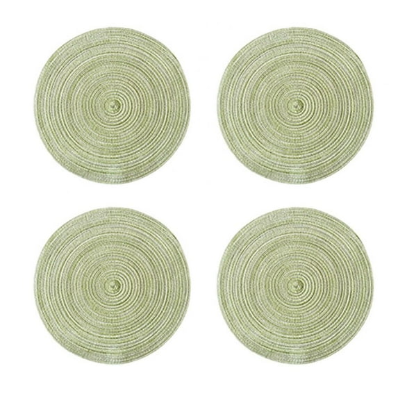 Round Placemats Set of 4, Cotton Woven Placemat Heat-Resistant Non-Slip Washable Table Mats for Dining Table 14 Inch,Green