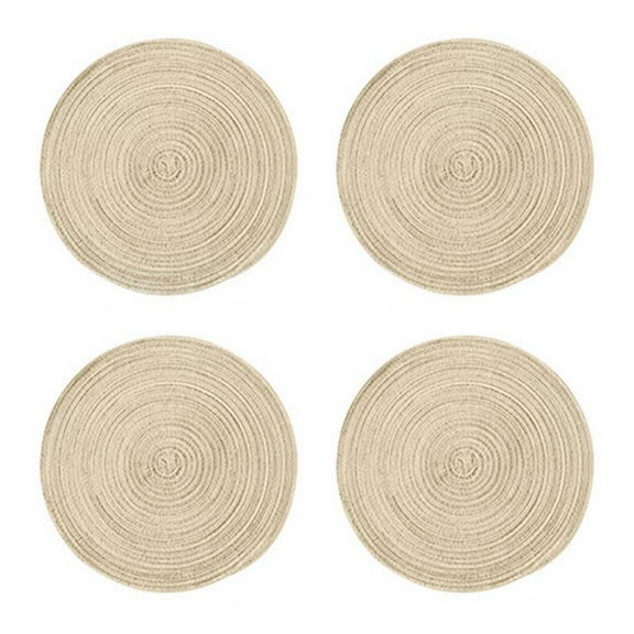 Round Placemats Set of 4, Cotton Woven Table Mats,14 Inch Washable