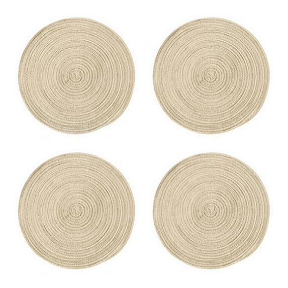 Round Placemats Set of 4, Cotton Woven Table Mats,14 Inch Washable