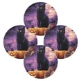 thumbnail image 1 of Round Placemats Set of 4 Heat Resistant Washable Kitchen Table Decorations 15.4in Black Cat Rabbit and Crows, 1 of 7