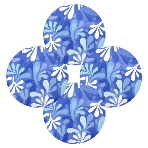 Round Placemats Set of 4 Heat Resistant Washable Kitchen Table Decorations 15.4in Blue Playful Splashes